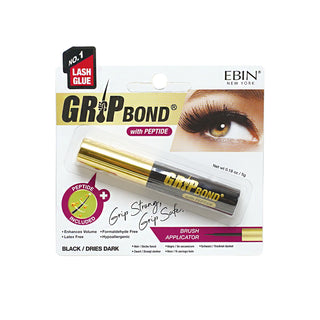 EBIN - GRIP BOND LASH ADHESIVE WITH PEPTIDE - BLACK / BRUSH