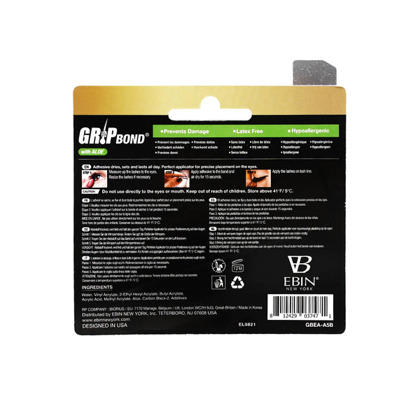 EBIN - GRIP BOND LASH ADHESIVE WITH ALOE - BLACK / BRUSH