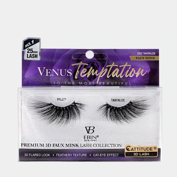 EBIN - VENUS TEMPTATION 25MM FAUX MINK 3D LASHES - TANTALIZE