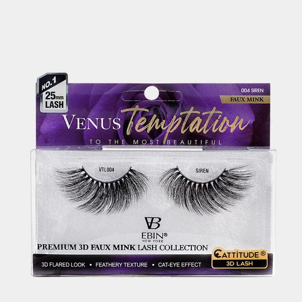 EBIN - VENUS TEMPTATION 25MM FAUX MINK 3D LASHES - SIREN