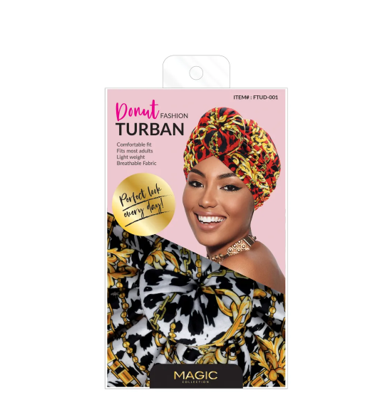 MAGIC COLLECTION - Fashion Turban Leopard & Gold Chain Pattern Donut Turban