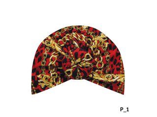 Buy red MAGIC COLLECTION - Fashion Turban Leopard & Gold Chain Pattern Donut Turban