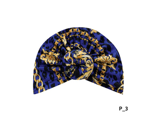 Buy royal-blue MAGIC COLLECTION - Fashion Turban Leopard & Gold Chain Pattern Donut Turban