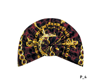 Buy burgundy MAGIC COLLECTION - Fashion Turban Leopard & Gold Chain Pattern Donut Turban