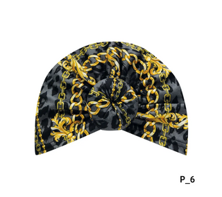 Buy gray MAGIC COLLECTION - Fashion Turban Leopard & Gold Chain Pattern Donut Turban