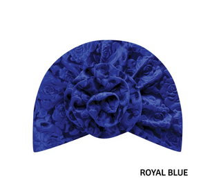 Buy royal-blue MAGIC COLLECTION - Fashion Turban Flower Turban in Rose Patterned Velvet