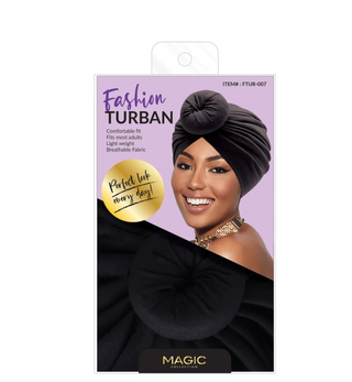 MAGIC COLLECTION - Fashion Turban Soft Cotton Touch Donut Turban BLACK