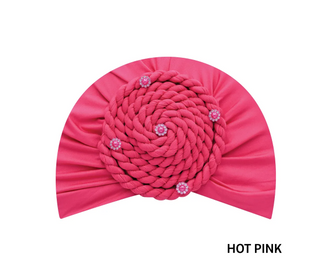 Buy hot-pink MAGIC COLLECTION - Fashion Turban Rope Twist/Rhinestone Ornaments in Soft Cotton Touch Turban