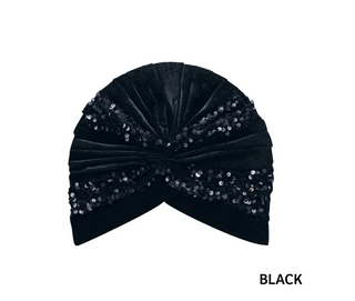 Buy black MAGIC COLLECTION - Fashion Turban Sequin & Velvet Crinkle Turban