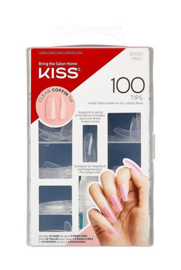 KISS - 100 NAILS CLEAR COFFIN TIP