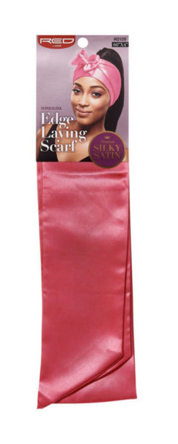 KISS - RED SILKY SATIN EDGE SCARF (PINK)