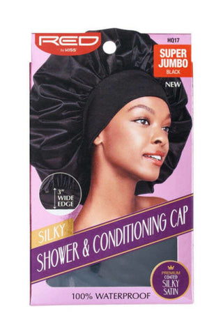 KISS - RED SILKY SHOWER & CONDITIONING CAP (SUPER JUMBO) (BLACK)