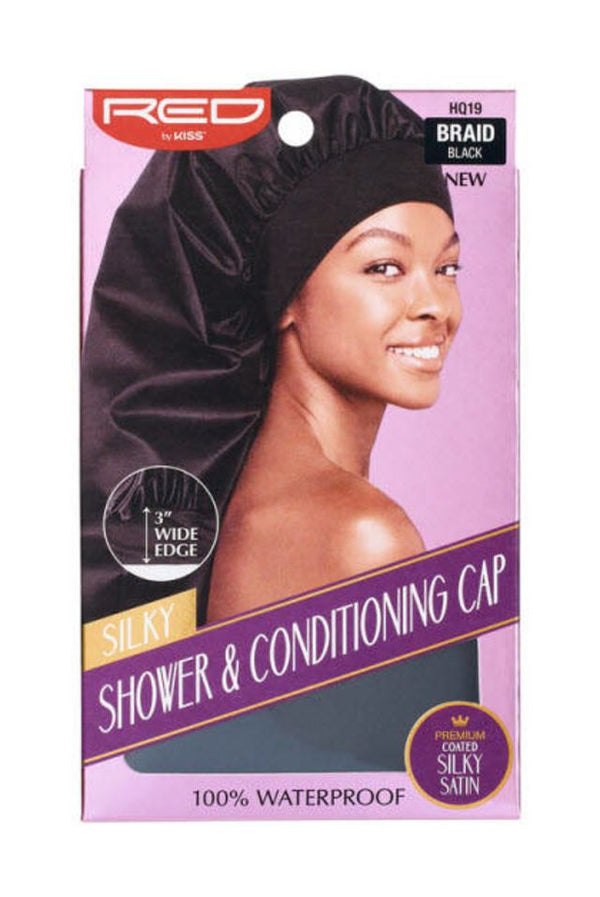 KISS - RED SILKY SHOWER&CONDITION CAP BRAID BLK