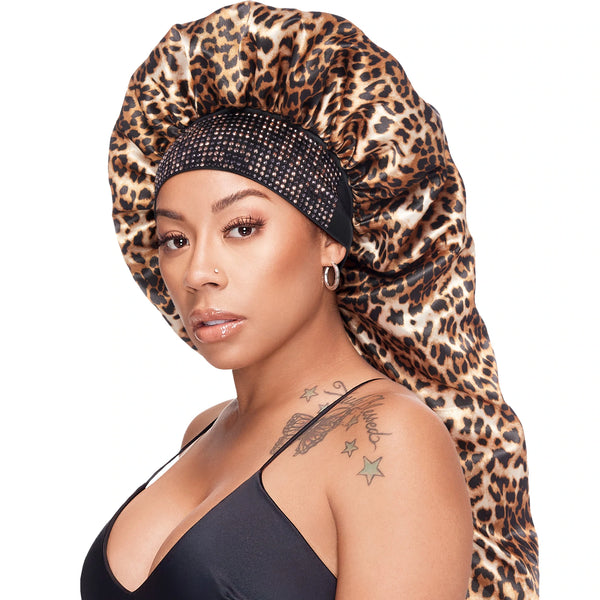 KISS - RED DIAMOND BLING BONNET BRAID LUXE LEOPARD