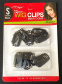 MAGIC COLLECTION - 12 Pieces Wig Clips Snap-Comb Small BLACK
