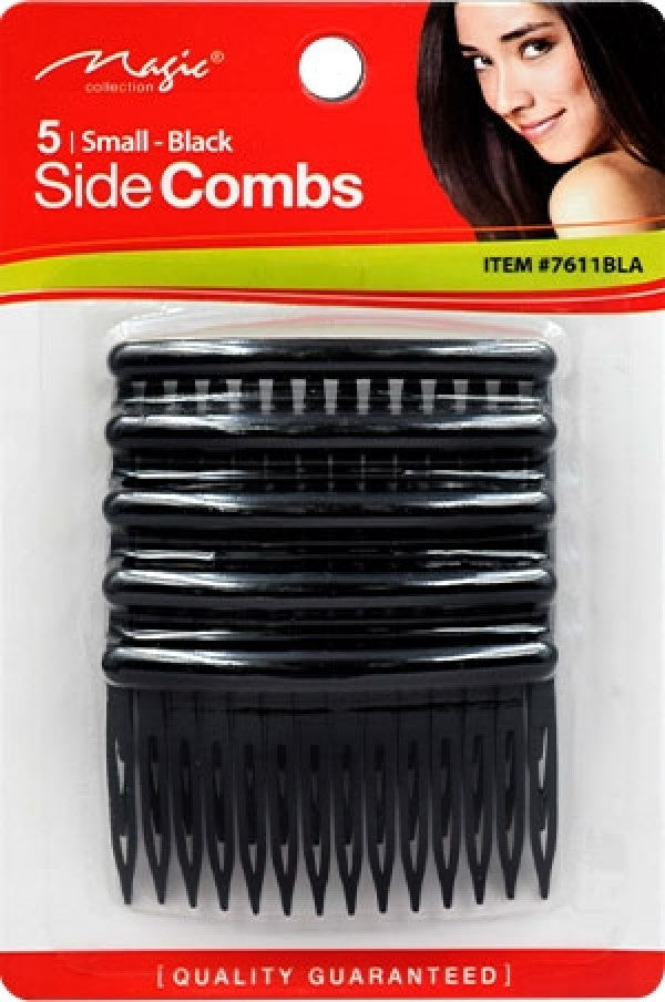 MAGIC COLLECTION - 5 Side Combs Small Black