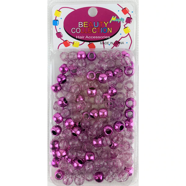 BEAUTY COLLECTION - Hair Beads Purple/Glitter Clear 200 Pieces