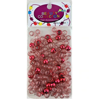 BEAUTY COLLECTION - Hair Beads Red/Glitter Clear 200 Pieces