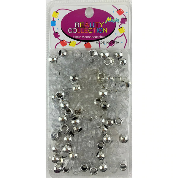 BEAUTY COLLECTION - Hair Beads Silver/Glitter Clear 200 Pieces