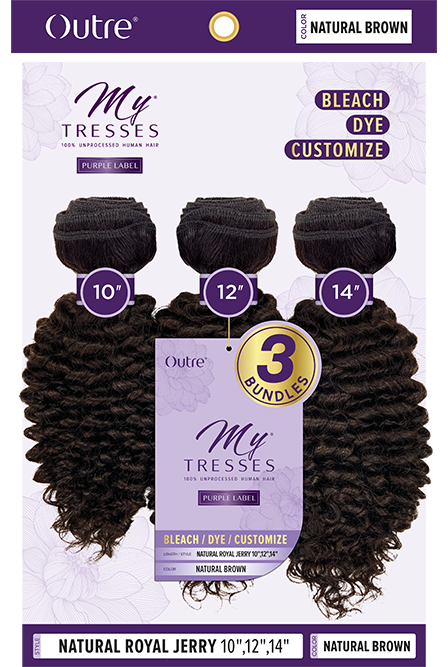 OUTRE - 7+ GRADE MYTRESSES PURPLE LABEL 100% UNPROCESSED HUMAN HAIR NATURAL ROYAL JERRY