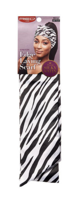 KISS - RED SILKY SATIN EDGE SCARF (ZEBRA & SNOW LEOPARD ASSORTED)