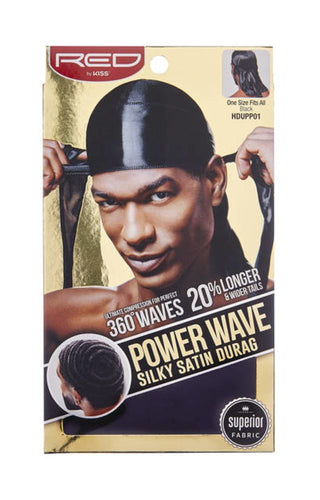 KISS - RED POWER WAVE SILKY DURAG (BLACK)