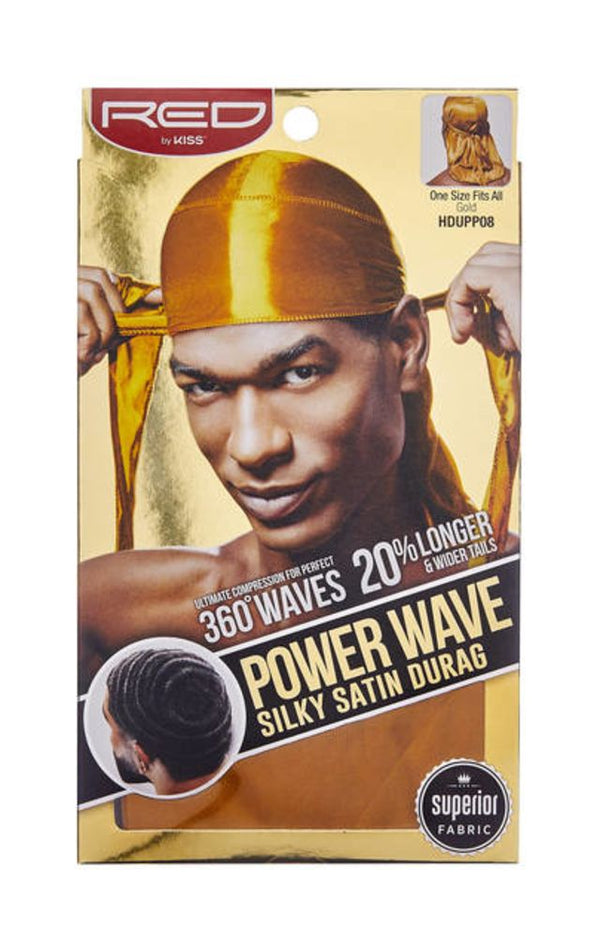 KISS - RED POWER WAVE SILKY DURAG (GOLD)