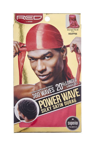 KISS - RED POWER WAVE SILKY DURAG (PINK)