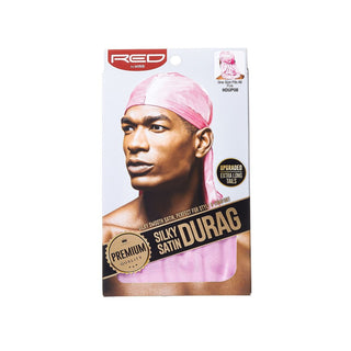 KISS - RED PREMIUM SILKY SATIN DURAG (PINK)