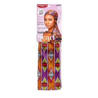 KISS - RED PREMIUM SILKY SATIN WRAP SCARF 60 INCH (AZTEC)
