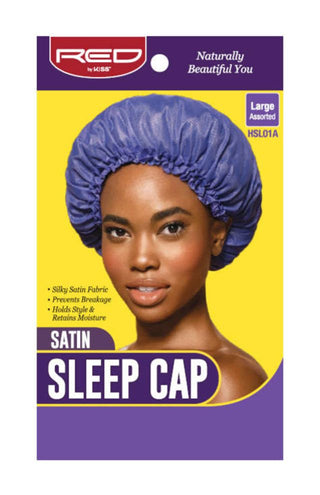 KISS - RED SATIN SLEEP CAP (ASSORTED & LARGE)