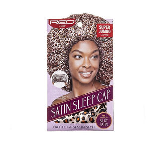 KISS - RED SILKY SATIN SLEEP CAP (LEOPARD & SUPER JUMBO)