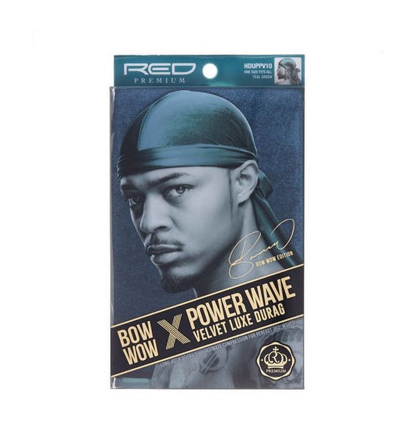 KISS - RED POWER WAVE VELVET DURAG (TEAL GREEN)