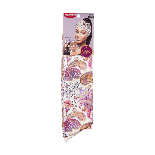 KISS - RED SILKY SATIN EDGE SCARF (Paisley)