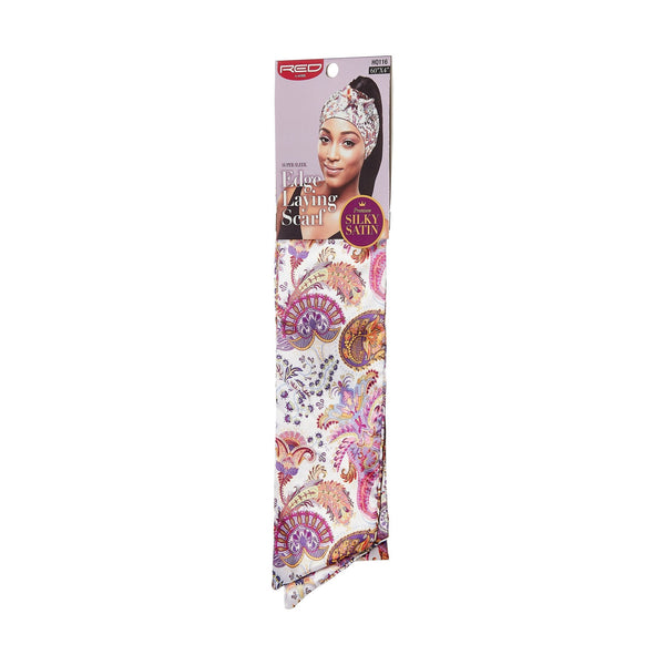 KISS - RED SILKY SATIN EDGE SCARF (Paisley)