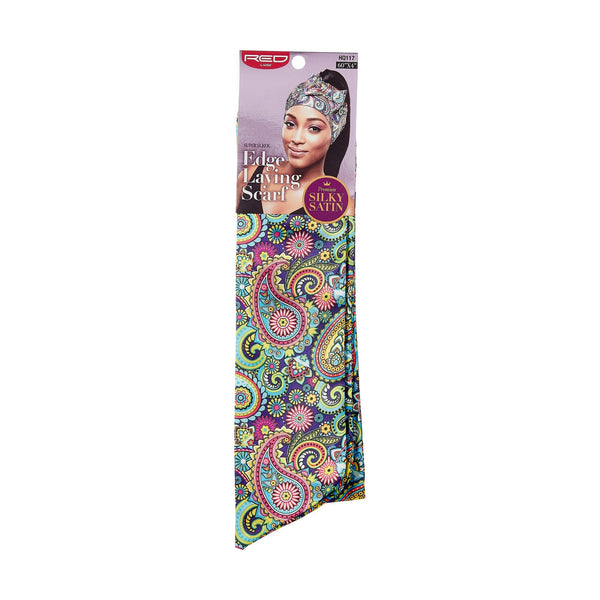 KISS - RED SILKY SATIN EDGE SCARF (PAISLEY2)