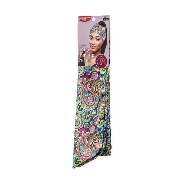 KISS - RED SILKY SATIN EDGE SCARF (PAISLEY2)
