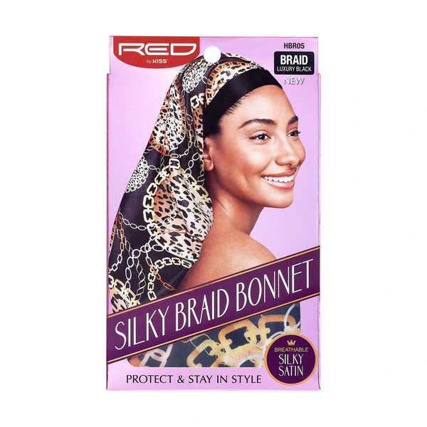 KISS - RED SILKY BRAID BONNET LEOPARD/LUXURY BLACK