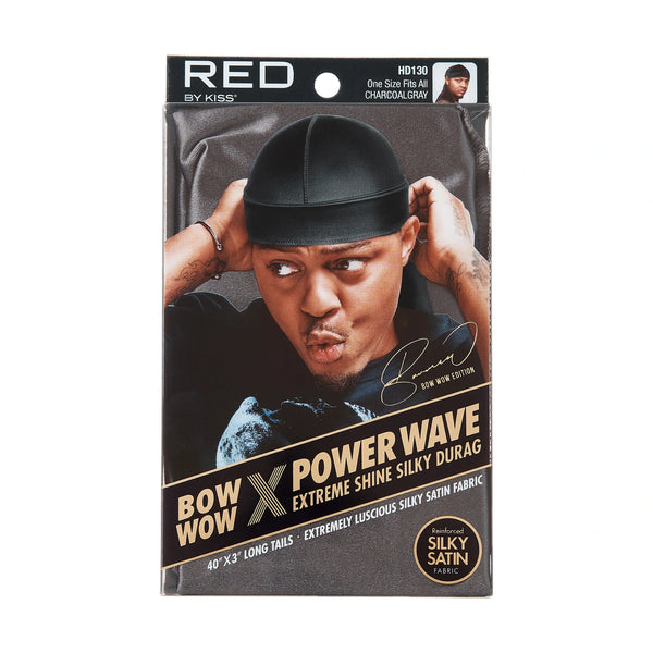 KISS - RED POWER WAVE EXTREME SILKY DURAG CHARCOAL GRAY