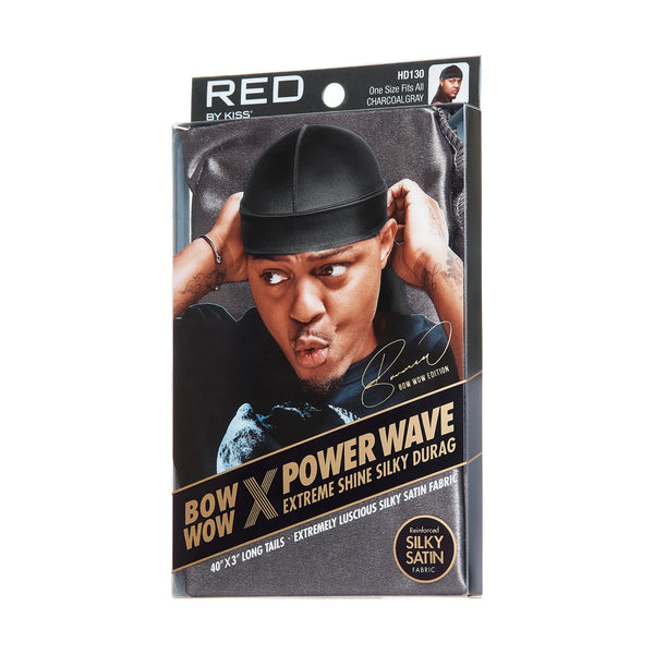 KISS - RED POWER WAVE EXTREME SILKY DURAG CHARCOAL GRAY