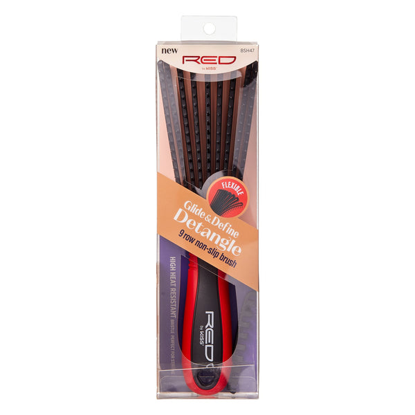 KISS - RED EZ Glide & Define Detangle Brush 9 row