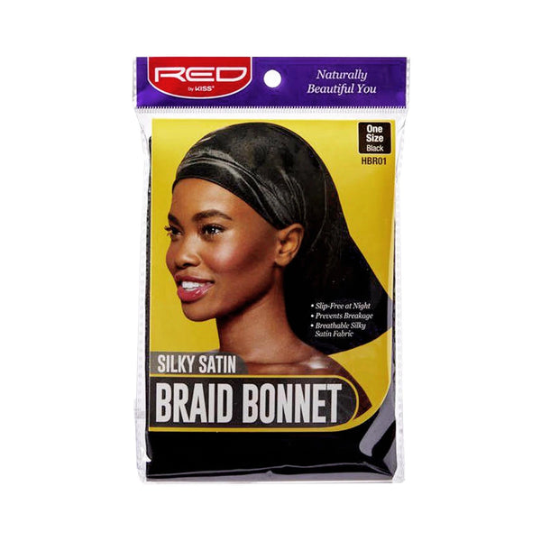 KISS - RED SILKY SATIN BRAID BONNET, BLACK