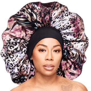KISS - RED ROYALLUX REVERSIBLE BONNET SUPER JUMBO LEOPARD
