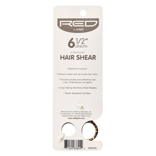 KISS - RED LEOPARD STRAIGHT HAIR SHEAR 6.5'