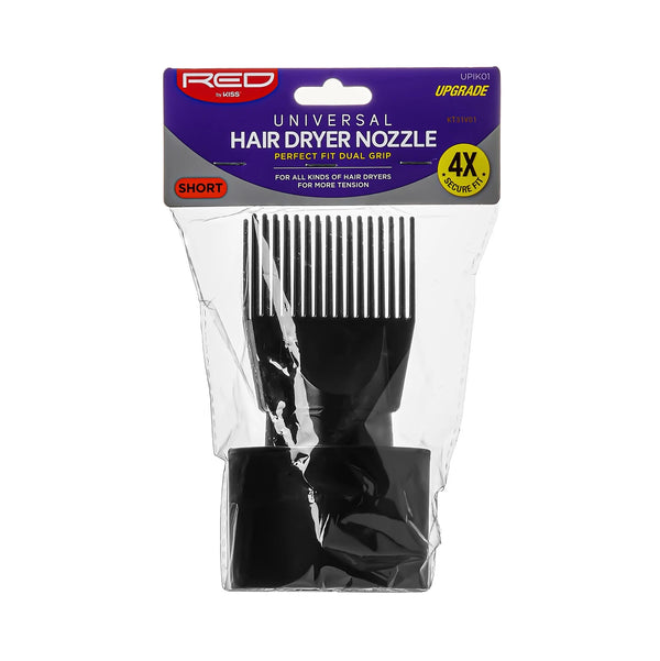 KISS - RED UNIVERSAL HAIR DRYER NOZZLE PERFECT FIT DUAL GRIP (SHORT COMB)