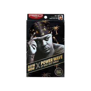 KISS - RED POWER WAVE LIT SILKY DURAG PALM TREE