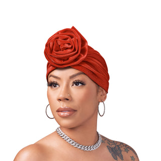 KISS - RED RITZY VELVET TOP KNOT TURBAN RED