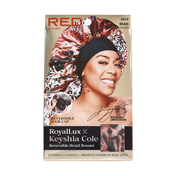 KISS - RED ROYALLUX REVERSIBLEBONNET BRAID LEOPARD
