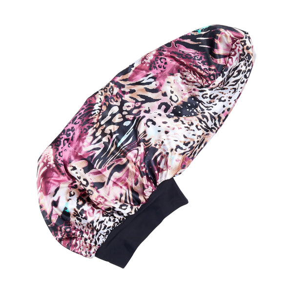 KISS - RED ROYALLUX REVERSIBLEBONNET BRAID LEOPARD