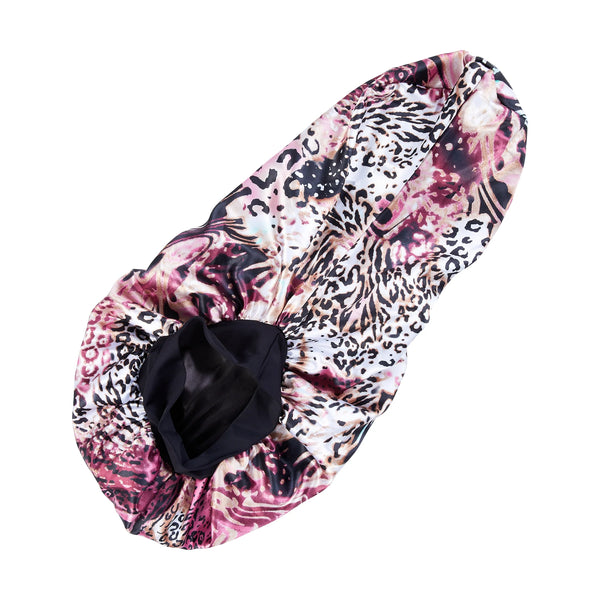 KISS - RED ROYALLUX REVERSIBLEBONNET BRAID LEOPARD